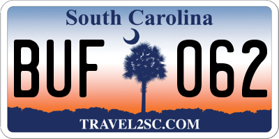 SC license plate BUF062