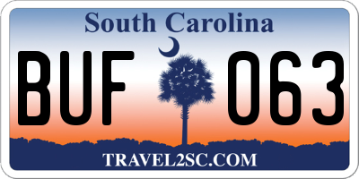 SC license plate BUF063