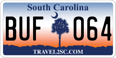 SC license plate BUF064