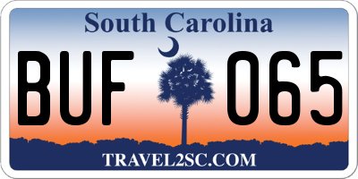 SC license plate BUF065