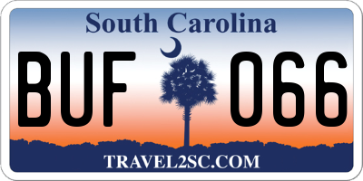 SC license plate BUF066