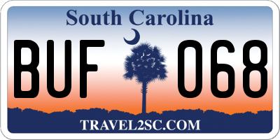 SC license plate BUF068