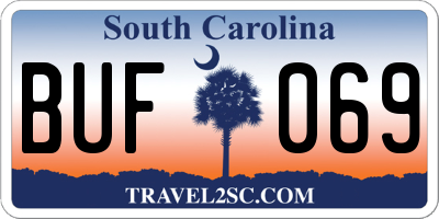 SC license plate BUF069