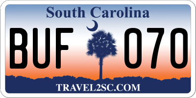 SC license plate BUF070