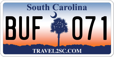 SC license plate BUF071