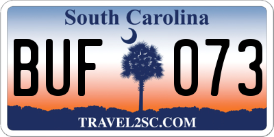 SC license plate BUF073