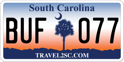 SC license plate BUF077