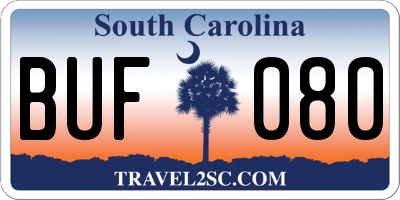 SC license plate BUF080