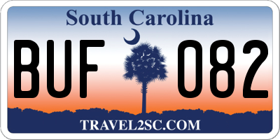SC license plate BUF082