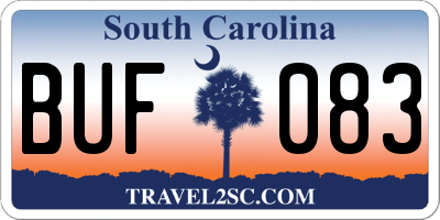 SC license plate BUF083