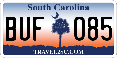 SC license plate BUF085