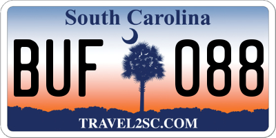 SC license plate BUF088