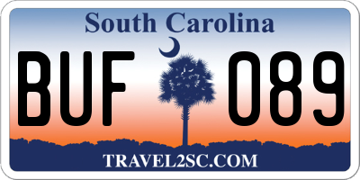 SC license plate BUF089