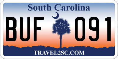 SC license plate BUF091