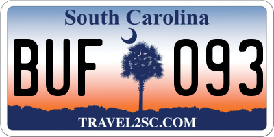 SC license plate BUF093