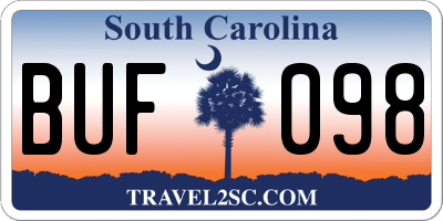 SC license plate BUF098