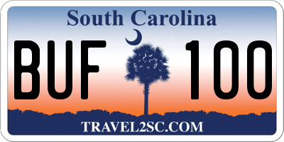 SC license plate BUF100