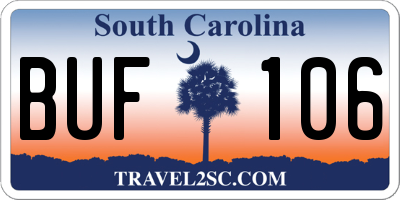 SC license plate BUF106