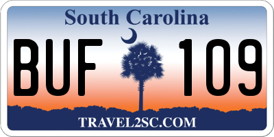 SC license plate BUF109