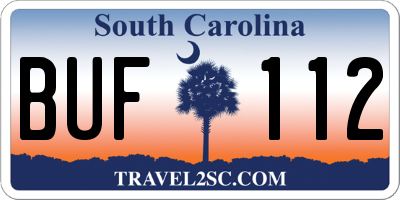 SC license plate BUF112