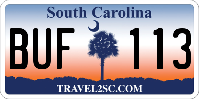 SC license plate BUF113