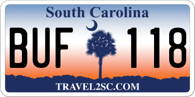 SC license plate BUF118