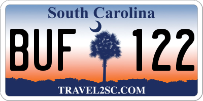 SC license plate BUF122