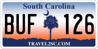 SC license plate BUF126