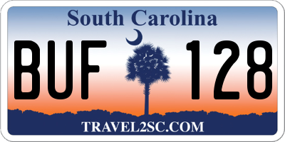 SC license plate BUF128