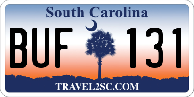 SC license plate BUF131