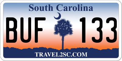 SC license plate BUF133