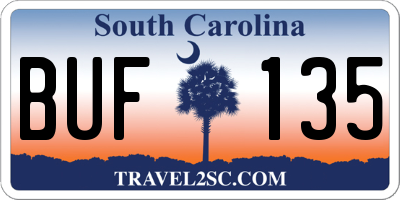 SC license plate BUF135