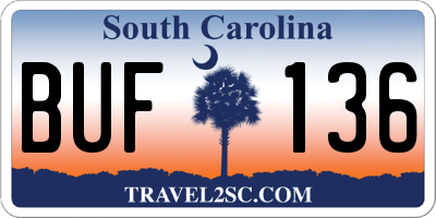 SC license plate BUF136