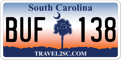 SC license plate BUF138