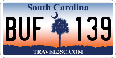 SC license plate BUF139
