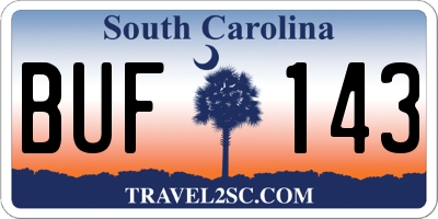 SC license plate BUF143