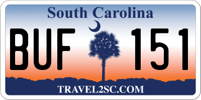 SC license plate BUF151