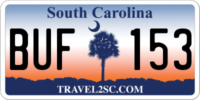 SC license plate BUF153