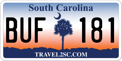 SC license plate BUF181