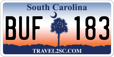 SC license plate BUF183