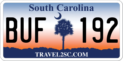 SC license plate BUF192