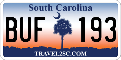 SC license plate BUF193