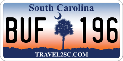 SC license plate BUF196
