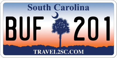 SC license plate BUF201