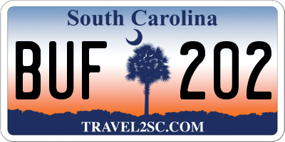 SC license plate BUF202