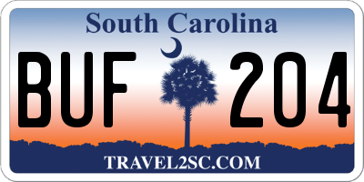SC license plate BUF204