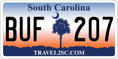 SC license plate BUF207