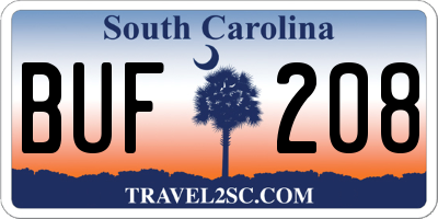 SC license plate BUF208