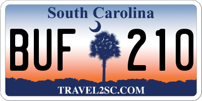 SC license plate BUF210