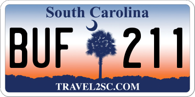 SC license plate BUF211